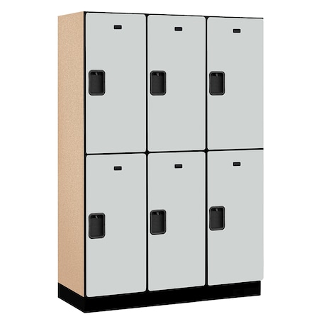 Salsbury Industries 2 Tier Designer Locker, 54"Wx76"Hx18"D, 6 Door, Gray 18-22368GRY